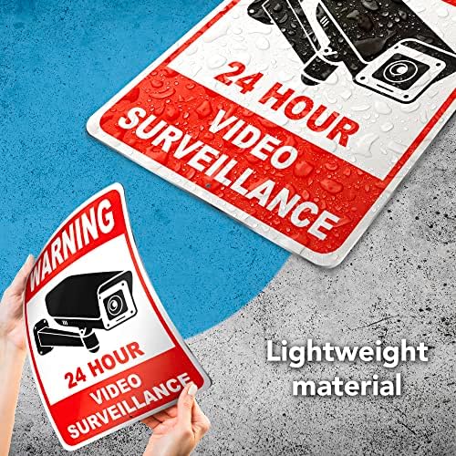Знак за видеонаблюдение от 2 теми - 10x7 Алуминиеви знаци Усмихнете се на камерата - Знаци на охранителна камера - Знаци изземат