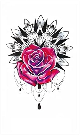 Временни татуировки HIFASI Временни Красиви Стикери с татуировки Лилава Роза Червената Роза Череп Мъжете и Жените Художествена