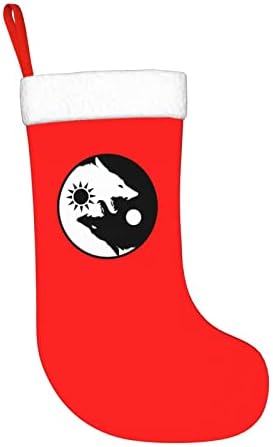 Сладки Коледни Чорапи с Вълк Ин Ян, Украшения за Елхи, Коледни Чорапи за Коледа на Празнични партита, Подаръци