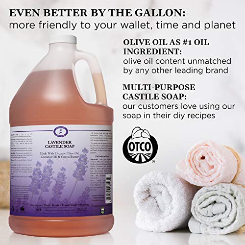 Течен сапун Carolina Lavender Castile Soap – Омекотяващ кожата сапун с маслиново масло, Органично средство за