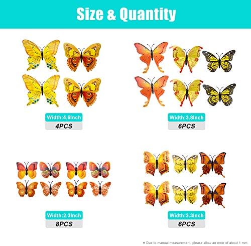 24 БР. Стикери за стена с пеперуди, 3D Стикери за стена с Пеперуди, Подвижни Стенни Стикери, Арт Декор за Дома, Интериор