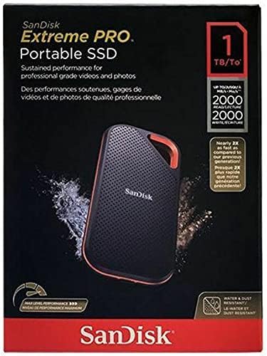 Преносим твърд диск на SanDisk Extreme PRO SSD V2 капацитет от 1 TB за лаптоп, компютър, таблет, телефон с порт USB Type-C