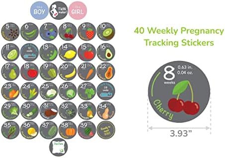 Етикети с облекчение - 40 Седмични стикери за проследяване на бременността – От 5 до 40 седмица + 4 Бонус стикери