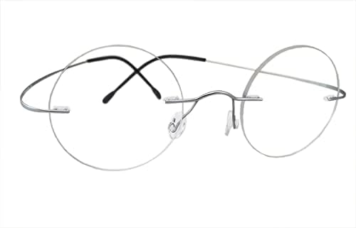 Circleperson Титанов Очила за четене Без рамки Реколта Малки Кръгли 43-22-145 Филтър за синята светлина Поликарбонатни лещи