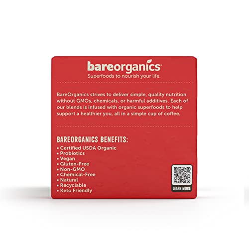 BareOrganics 13313 Cardio Care Органични кафе шушулки USDA, Съвместими с Keurig K-Cup Органични кафе шушулки, с добавянето на суперхраните и пробиотиците, подходящи за вегани, без глуте?