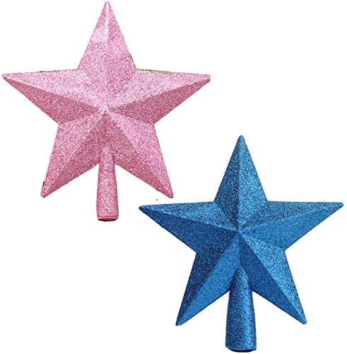 2 Опаковки Блестящи мини-Звездички за Коледната елха, Topper Star Treetop за малки занаятчийски продукти (синьо