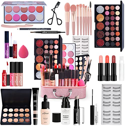 Joyeee Makeup Kit Универсален подаръчен комплект за грим за момичета, пълен стартов комплект козметика, който включва
