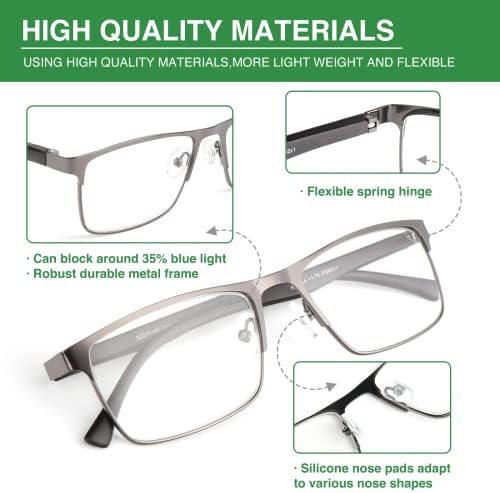 EYESPEX 4 Опаковки Очила за четене за мъже, Компютърни Очила, Блокиране на Синя Светлина, Полнокадровые Очила с защита