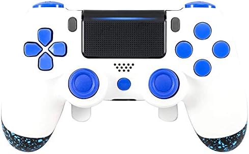 Контролер PS4 Elite Soft Touch Ice Бяло-син цвят по поръчка с ножове, ограничители на задействане. Оборудване на професионално