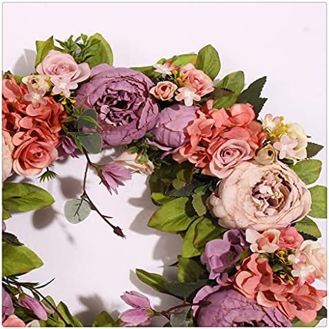 TJLSS Коприна Божур Изкуствени Цветя, Венци за Вратата на Добра Венец Моделиране Венец за Сватба Бижута Домашно Парти (Цвят: