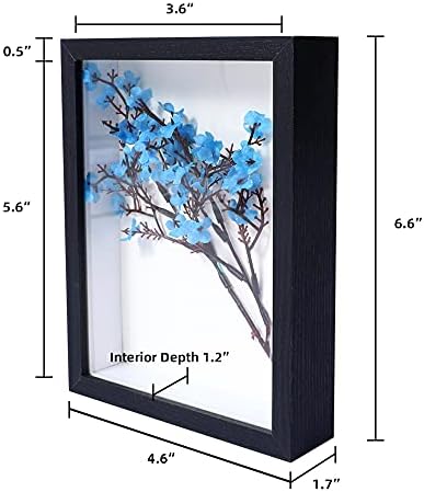 Рамка за снимки KAPIX Shadow Box 4x6 от плексиглас с висока разделителна способност, Кутия с памет от дърво, Витрина за цветя,