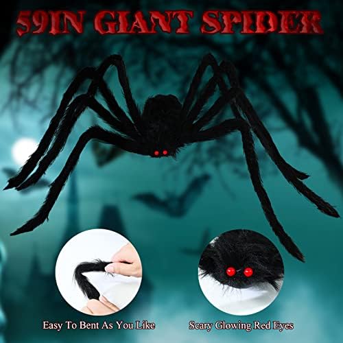 200 Spider украса за Хелоуин, 60Гигантски Паяк с 20 Пластмасови паяци за страшни партита за Хелоуин на открито