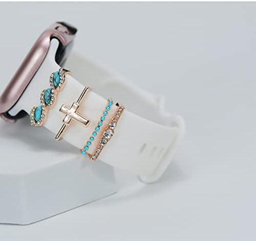 Окачване за ремъците SUNOREEK - Декоративни пръстени-панти, Съвместими с Apple Watch, Силиконови кожени гривни, висулки за жени