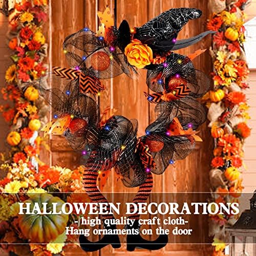 Qi благоприятен Венец на Хелоуин, Външна Декорация за Хелоуин, Шапка на Вещица и Венец за Краката, Светещи Декорации