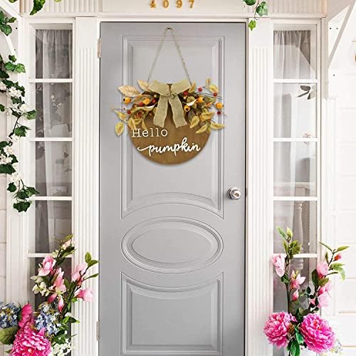 WreathDream-Добре дошли Знак за входната врата, Кръгли Дървени Есенни Венци, през Цялата Окачен Добре дошли Знак с Малки