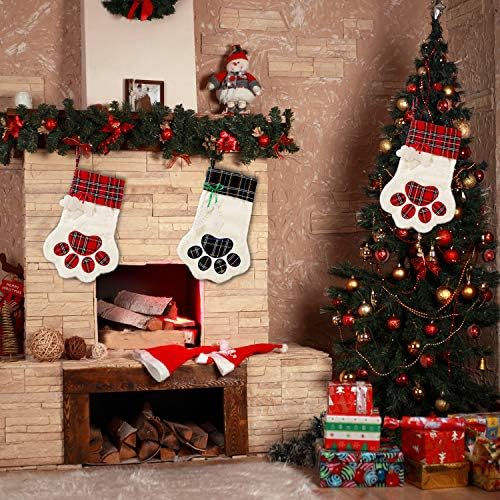 Коледни Чорапи от 2 теми, Чорапи с шарени Лапи на животното, Мантел Окачени Чорапи за домашни любимци и Коледна