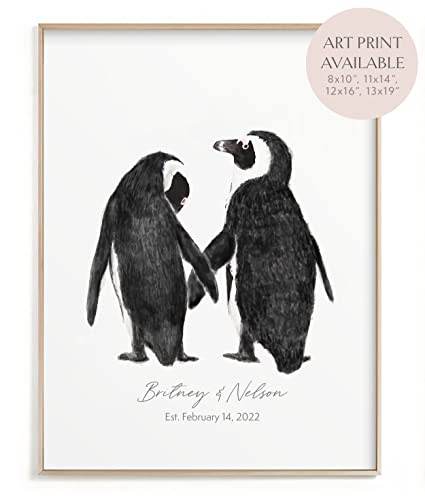 Персонализиран Сватбен подарък - Стенен фигура под формата на Пингвин за Любов Двойки, Сватбен Декор на Годишнина от Сватбата,