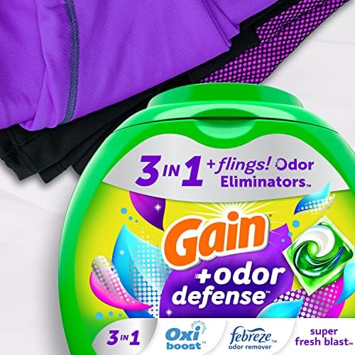 Торбички за прах за пране Gain Flings със защита срещу миризма, торбички за прах за пране Super Fresh HE 3in1 с Febreze