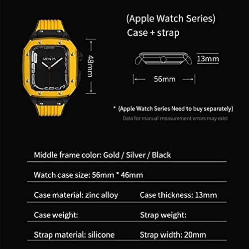 Корпус часа от сплав AZANU Каишка за Apple Watch Band Series 7 45 мм Луксозен Метален Гума комплект за промяна на часа от Неръждаема Стомана, 44 мм 42 мм и Каишка за часовник (Цвят: 10 м