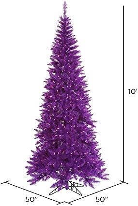 Изкуствена Коледна елха Vickerman 10' Purple Fir Тънък, Лилаво led Светлини с твърда черупка - Коледна Елха Изкуствена