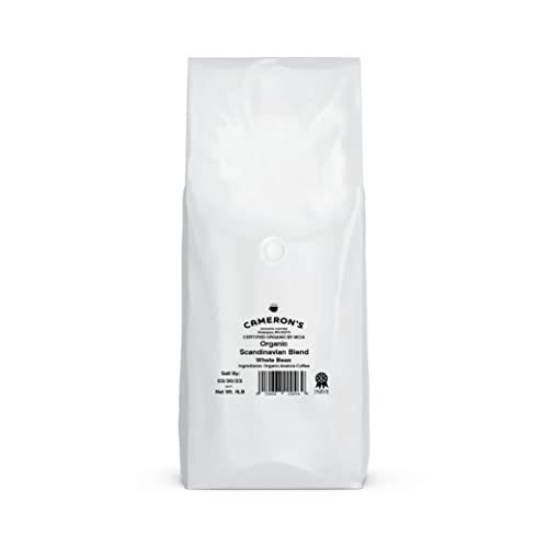 Cameron's Coffee Органични скандинавски смес от Кафе на зърна от цели зърна, Средно-Тъмно печено кафе, Арабика, Неоправено, 4-фунтовый пакет, (1 опаковка)