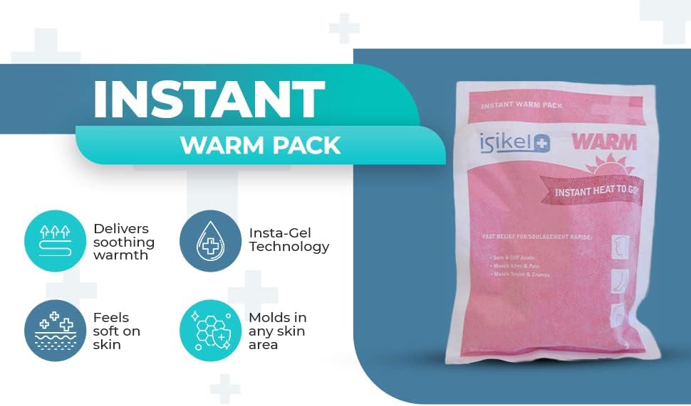 Isikel Instant Hot Pack - Гел за Еднократна употреба затопляне пакети с бързо активиране от болка, Комплекти за първа