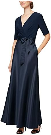 Жена атласное бална рокля-риза Alex Evenings с джобове (Миниатюрни и обичайните размери)