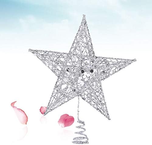 Hemoton Звезда Дърво Topper 15 см Блясък на Коледната Елха Topper Метална Звезда Дърво Топ Блестящ Коледен Topper Звезда