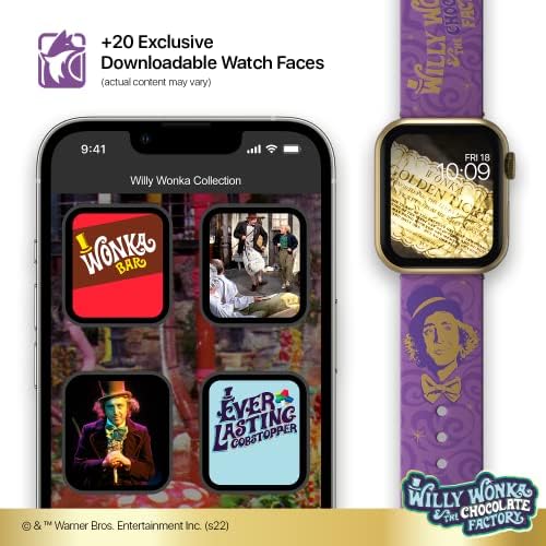 Willy Wonka - каишка за умни часа Golden Wonka - официално лиценз, съвместим с всички размери и серии Apple Watch (часове в комплекта не са включени)