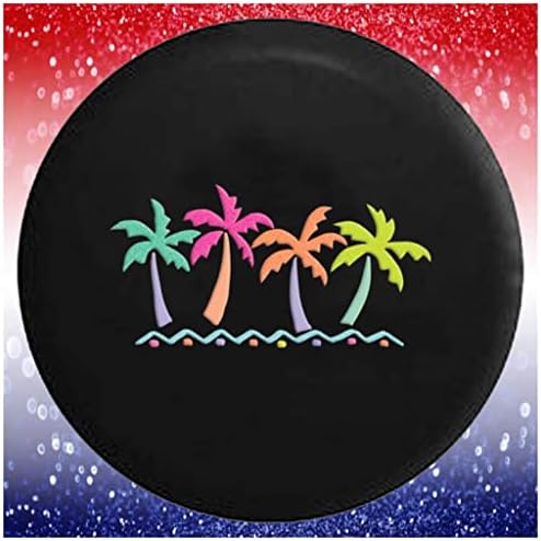 Черна Покрышка за гуми Тропически Палми в стил Simple Beach Vacation Черен цвят от 28 до 29 инча