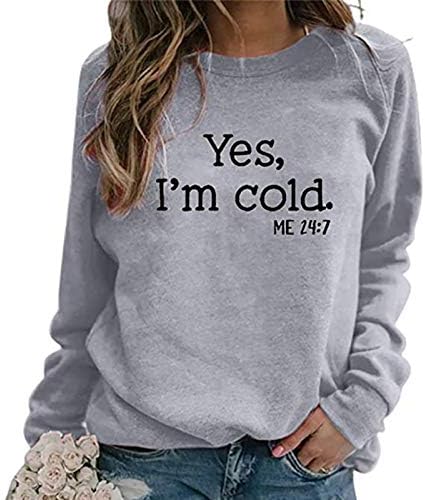 Yes Im Cold Hoody Жена С Дълъг Ръкав Елен през Цялата Деколте Плюс Размер Пуловери Спортни Тениски Оверсайз за Жени