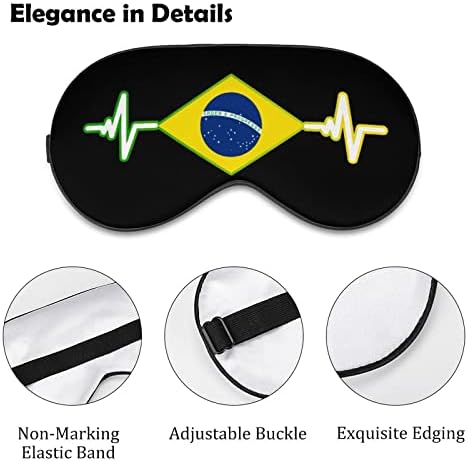 Бразилски Флаг Heart Beat Маска за Сън, за Очите-Сенки за очи с Регулируема Каишка Превръзка на Очите, за да Пътуват