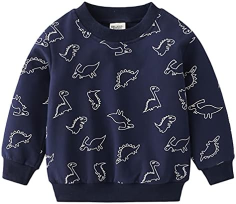 SUPFANS/ Блузи с Динозавром За малки момчета, Пуловер, Отгоре с кръгло деколте и дълъг ръкав, тениски с принтом Рекса