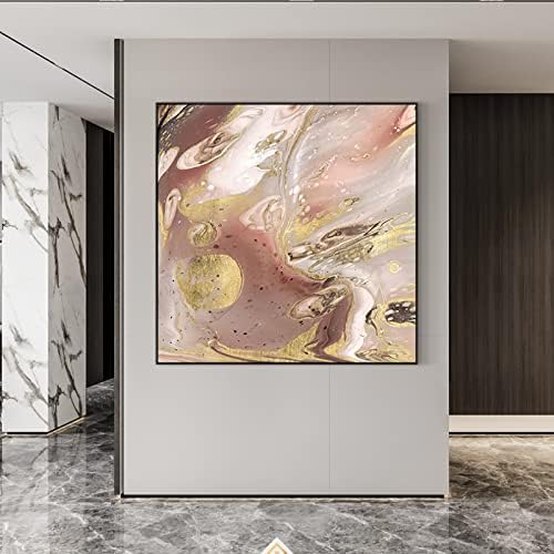 Голяма картина с маслени бои YUANYIRAN, Ръчно Рисувани Златно Фолио, Площада на Изкуството, Текстурирани френска Абстрактна