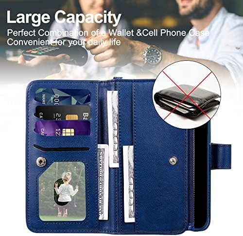 Калъф JZASES за iPhone 12 Pro Max, Магнитен свалящ-джобен формат 2 в 1, Калъф за телефон от изкуствена кожа с държач за карти