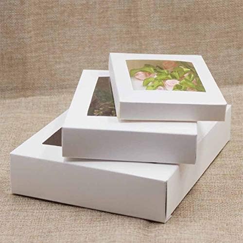 AOSUAI 20pcs Хартиена кутия Направи си сам с прозорец, Бял/Черен /крафт-хартия за Подарък Кутия за Опаковане на Торта