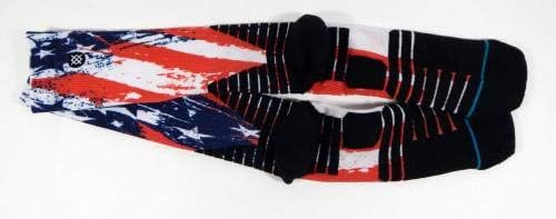 Нов играч Stance NBA Пусна Обръчи за Червено-Бял със Синьо-черни Чорапи USA За Troops XL - Използвана от играта НБА