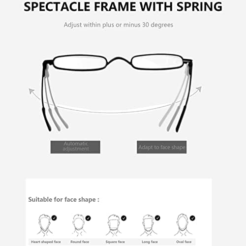 Hubeye 2 Чифта Мини-Очила за четене Компактни, Тънки Джобни Ридеры на пролетта панти с клипс за дръжки за удобно носене