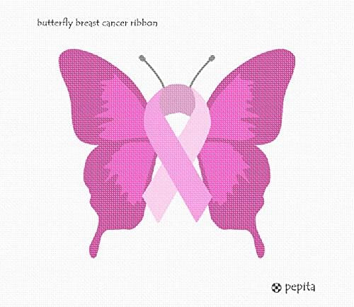 комплект за бродиране pepita: Лента от рак на млечната жлеза във формата на пеперуда, 12 x 10