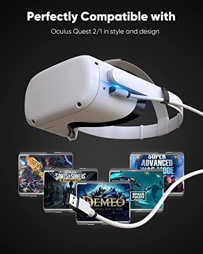 Кабел Snowkids Линк е 16 фута, Съвместим с Аксесоари Pico 4/Oculus Quest2 за PC Steam VR, Високоскоростен