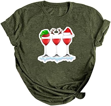 Kulywon Коледна Тениска за Жени, Сладък Графични Подарък Тениски, Ежедневни Вечерни Блузи с Къс Ръкав, Дамски Модни