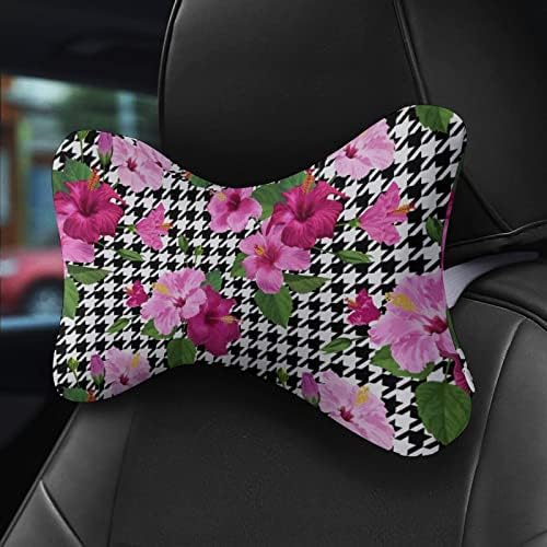 Тропически Цветя Хибискус Автомобилната въздушна Възглавница За врата Комплект от 2 столчета за автомобил Възглавница