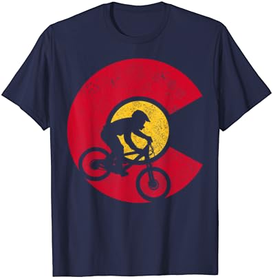 Планински Велосипед Флаг Колорадо МТБ Biking Подарък Тениска за Планински Колоездач