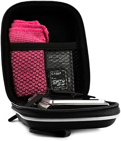 Черен Защитен калъф EVA Cube за носене с Мрежесто джоб за цифров фотоапарат Sony Cybershot Point and Shoot