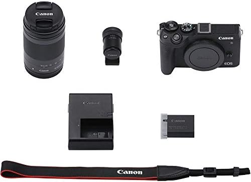 Беззеркальный цифров фотоапарат Canon EOS M6 Mark II (черен) Комплект визьор EV-DC2 с обектив 18-150 мм + луксозен пакет,