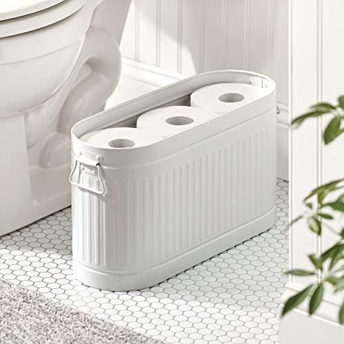 mDesign Голяма Стоманена самостоятелен Органайзер за Тоалетна хартия, 6-Roll Контейнер за съхранение на хартиени