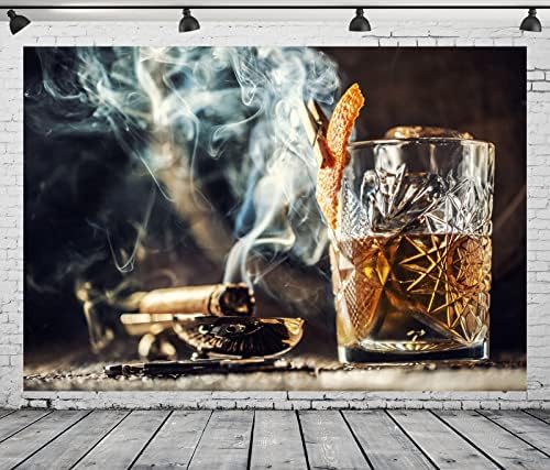 BELECO 5x3 фута Тъканни Фонове за Пури и Уиски за Снимане Записване Цигара, Чаша за Уиски Дървено Буре Фон