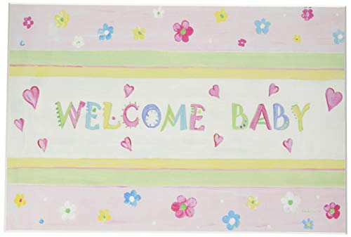 Детска стая от Stupell Welcome Baby с Правоъгълна Стената табелка с Розова Цветен Кант