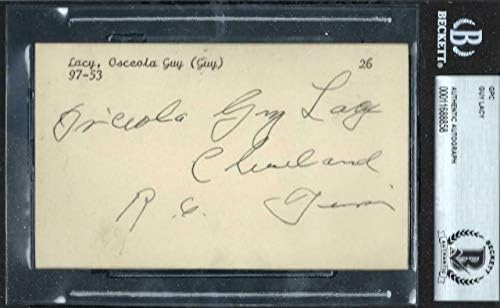 Гай Лейси, на 1953 г. на автобуса, с Автограф с автограф на картата размер 3x5, 1926, Кливланд Индианс, РЕДКИ Подпис,