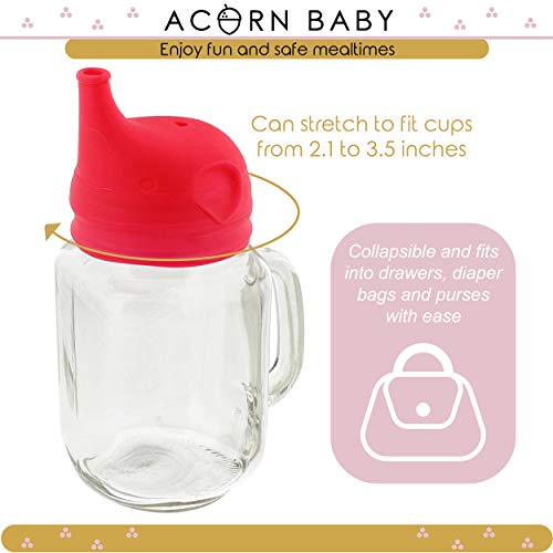 Силиконови капачки за Чаши Acorn Baby, подходящ за всяка чаша - 1бр Червена Множество Капак за Чаши с мек накрайник,